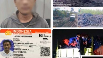 Ditreskrimsus Polda Sumsel Amankan 1 Unit Truck Tronton Muatan 40 Ton Batu Bara Diduga Dari Tambang Ilegal Di Tanjung Agung Muara Enim.