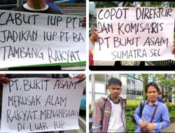 Ada Apa? Masyarakat Peduli Lingkungan Geruduk Kantor PTBA Di Jakarta.